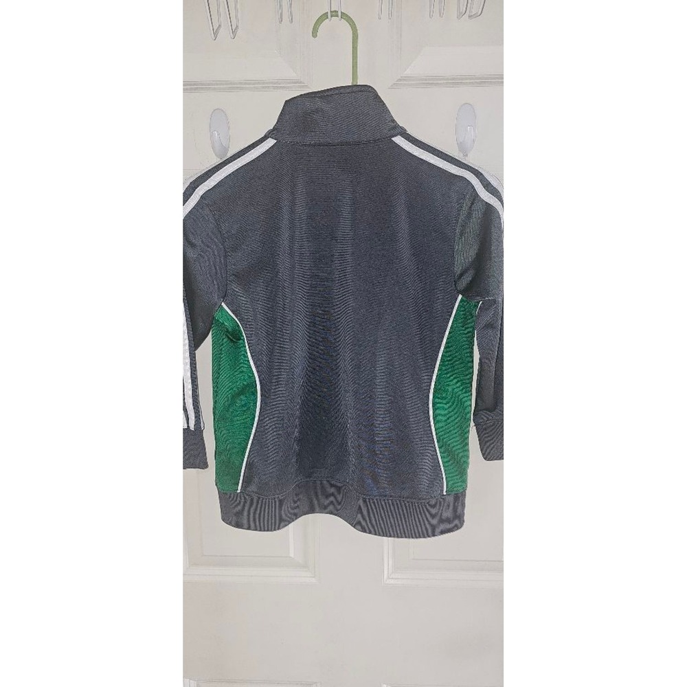 Boys Adidas Gray Green Track Jacket M Zip Up - Picture 7 of 8